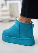 Μποτάκια με γούνα και ψηλή σόλα - Petrol - thefashionproject.gr - The Fashion Project