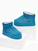 Μποτάκια με γούνα και ψηλή σόλα - Petrol - thefashionproject.gr - The Fashion Project
