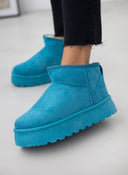 Μποτάκια με γούνα και ψηλή σόλα - Petrol - thefashionproject.gr - The Fashion Project