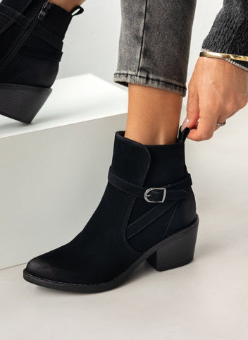 Μποτάκια με ξύλινο τακούνι Erynn - Μαύρο - thefashionproject.gr - ERYNN