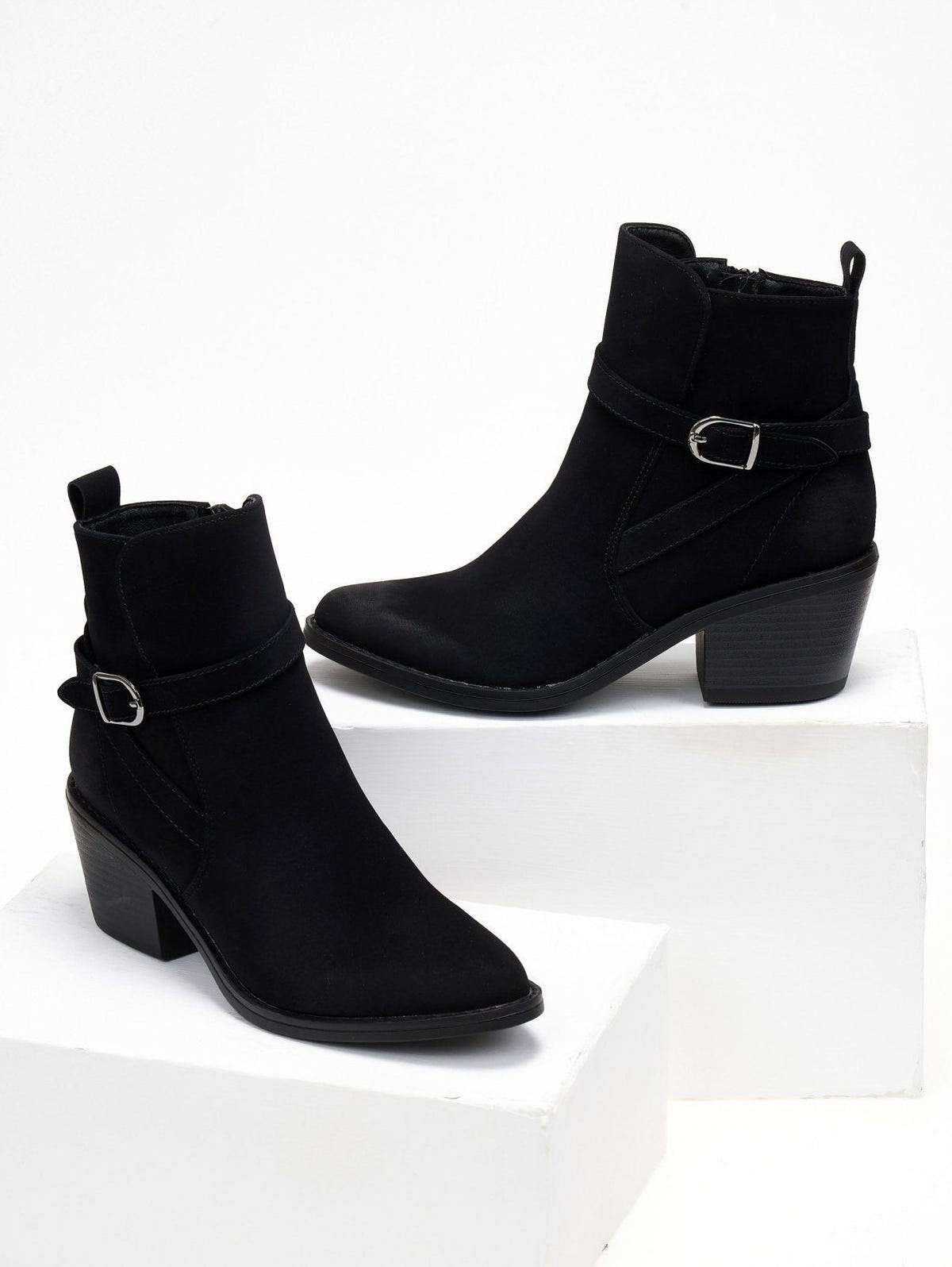 Μποτάκια με ξύλινο τακούνι Erynn - Μαύρο - thefashionproject.gr - ERYNN
