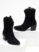 Μποτάκια suede cowboy με μεταλλικά στοιχεία Erynn - Μαύρο - thefashionproject.gr - ERYNN