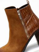 Μποτάκια suede με ανάγλυφο pattern Erynn - Κάμελ - thefashionproject.gr - ERYNN