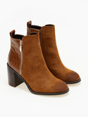 Μποτάκια suede με ανάγλυφο pattern Erynn - Κάμελ - thefashionproject.gr - ERYNN