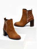 Μποτάκια suede με ανάγλυφο pattern Erynn - Κάμελ - thefashionproject.gr - ERYNN