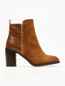 Μποτάκια suede με ανάγλυφο pattern Erynn - Κάμελ - thefashionproject.gr - ERYNN