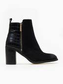 Μποτάκια suede με ανάγλυφο pattern Erynn - Μαύρο - thefashionproject.gr - ERYNN