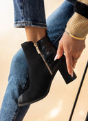 Μποτάκια suede με ανάγλυφο pattern Erynn - Μαύρο - thefashionproject.gr - ERYNN