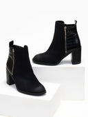 Μποτάκια suede με ανάγλυφο pattern Erynn - Μαύρο - thefashionproject.gr - ERYNN