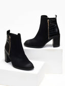 Μποτάκια suede με ανάγλυφο pattern Erynn - Μαύρο - thefashionproject.gr - ERYNN