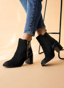 Μποτάκια suede με ανάγλυφο pattern Erynn - Μαύρο - thefashionproject.gr - ERYNN