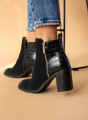Μποτάκια suede με ανάγλυφο pattern Erynn - Μαύρο - thefashionproject.gr - ERYNN