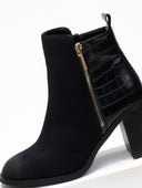 Μποτάκια suede με ανάγλυφο pattern Erynn - Μαύρο - thefashionproject.gr - ERYNN
