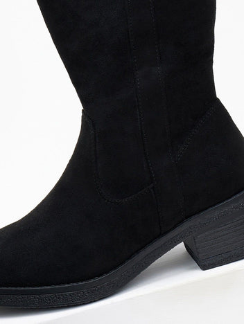 Μποτάκια suede με εξωτερική ραφή - Μαύρο - thefashionproject.gr - MIRA & MAX