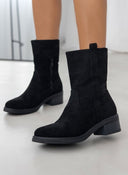 Μποτάκια suede με εξωτερική ραφή - Μαύρο - thefashionproject.gr - MIRA & MAX
