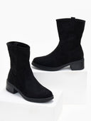 Μποτάκια suede με εξωτερική ραφή - Μαύρο - thefashionproject.gr - MIRA & MAX
