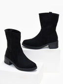 Μποτάκια suede με εξωτερική ραφή - Μαύρο - thefashionproject.gr - MIRA & MAX
