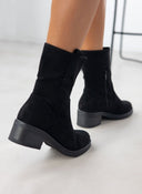 Μποτάκια suede με εξωτερική ραφή - Μαύρο - thefashionproject.gr - MIRA & MAX
