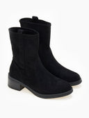 Μποτάκια suede με εξωτερική ραφή - Μαύρο - thefashionproject.gr - MIRA & MAX