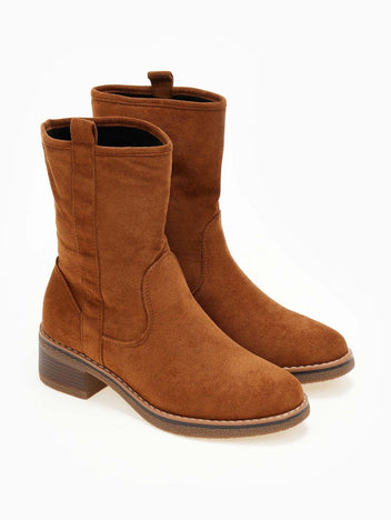Μποτάκια suede με εξωτερική ραφή - Ταμπά - thefashionproject.gr - MIRA & MAX