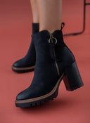 Μποτάκια suede με εξωτερικό φερμουάρ ERYNN - Μαύρο - thefashionproject.gr - ERYNN
