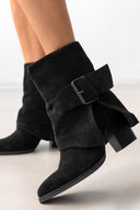Μποτάκια suede με γύρισμα και τοκά - Μαύρο - thefashionproject.gr - The Fashion Project