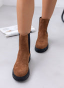 Μποτάκια suede με λάστιχο και στρας ERYNN - Κάμελ - thefashionproject.gr - ERYNN
