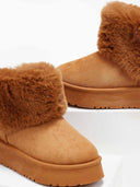 Μποτάκια suede με συνθετική γούνα - Κάμελ - thefashionproject.gr - The Fashion Project