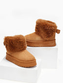 Μποτάκια suede με συνθετική γούνα - Κάμελ - thefashionproject.gr - The Fashion Project