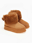 Μποτάκια suede με συνθετική γούνα - Κάμελ - thefashionproject.gr - The Fashion Project