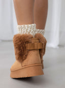 Μποτάκια suede με συνθετική γούνα - Κάμελ - thefashionproject.gr - The Fashion Project