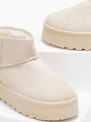 Μποτάκια suede με συνθετική γούνα - Μπεζ - thefashionproject.gr - ERYNN