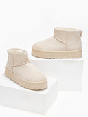 Μποτάκια suede με συνθετική γούνα - Μπεζ - thefashionproject.gr - ERYNN