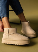 Μποτάκια suede με συνθετική γούνα - Μπεζ - thefashionproject.gr - ERYNN