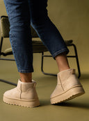Μποτάκια suede με συνθετική γούνα - Μπεζ - thefashionproject.gr - ERYNN