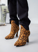 Μποτάκια suede με τακούνι καμπάνα - Μαύρο/Μπεζ - thefashionproject.gr - The Fashion Project