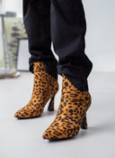 Μποτάκια suede με τακούνι καμπάνα - Μαύρο/Μπεζ - thefashionproject.gr - The Fashion Project