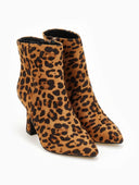Μποτάκια suede με τακούνι καμπάνα - Μαύρο/Μπεζ - thefashionproject.gr - The Fashion Project