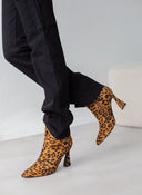 Μποτάκια suede με τακούνι καμπάνα - Μαύρο/Μπεζ - thefashionproject.gr - The Fashion Project
