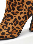 Μποτάκια suede με τακούνι καμπάνα - Μαύρο/Μπεζ - thefashionproject.gr - The Fashion Project