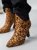 Μποτάκια suede με τακούνι καμπάνα - Μαύρο/Μπεζ - thefashionproject.gr - The Fashion Project