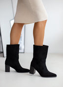 Μποτάκια suede με τακούνι - Μαύρο - thefashionproject.gr - The Fashion Project