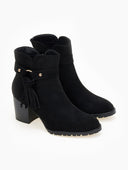 Μποτάκια suede με ζωνάκι και κρόσσια - Μαύρο - thefashionproject.gr - The Fashion Project