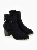 Μποτάκια suede με ζωνάκι και κρόσσια - Μαύρο - thefashionproject.gr - The Fashion Project