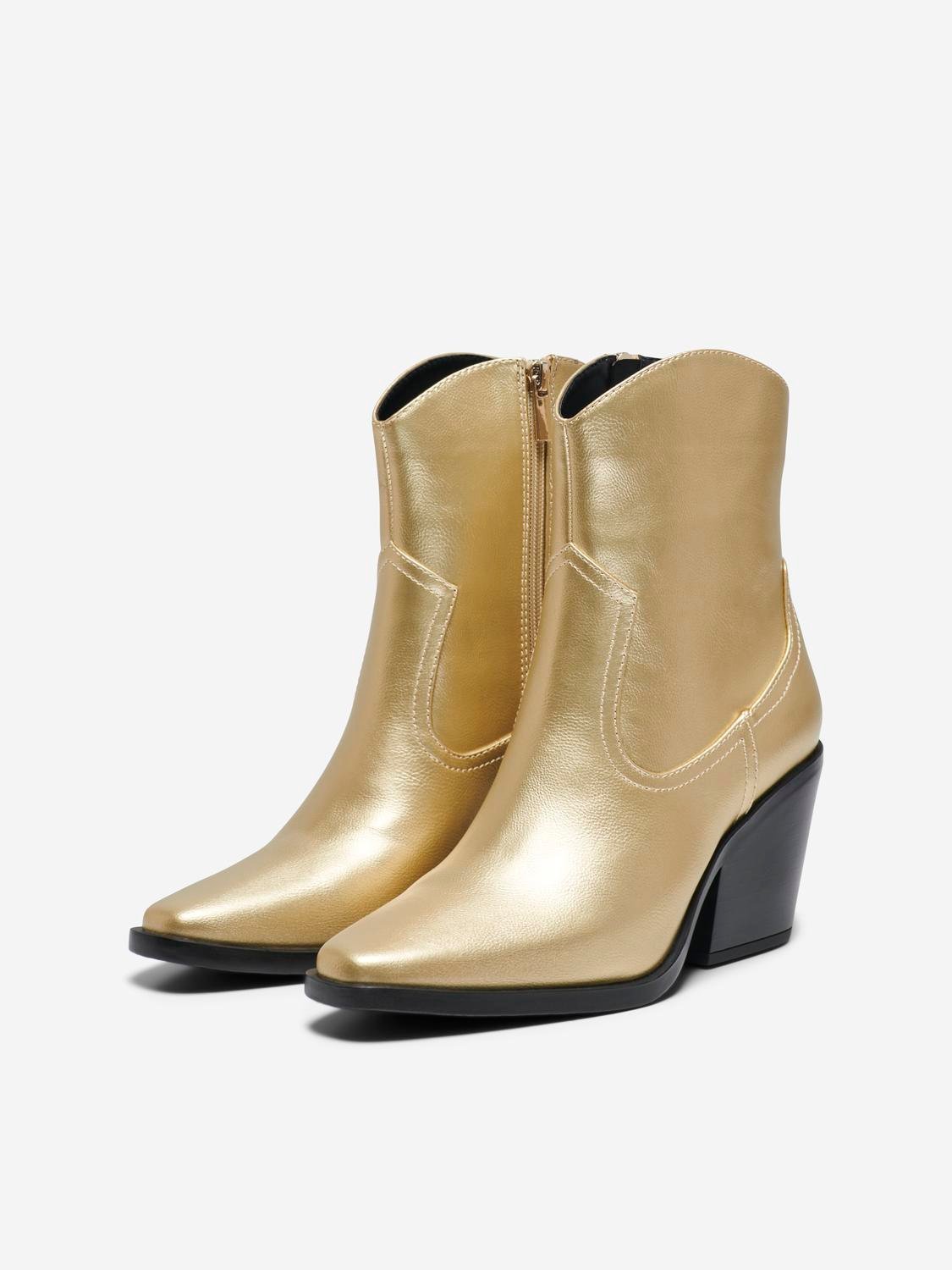 Μποτάκια western με τακούνι ONLY 15329855 - Χρυσό - thefashionproject.gr - ONLY