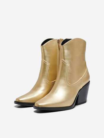 Μποτάκια western με τακούνι ONLY 15329855 - Χρυσό - thefashionproject.gr - ONLY