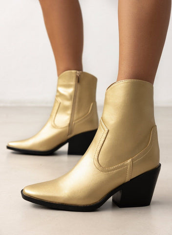 Μποτάκια western με τακούνι ONLY 15329855 - Χρυσό - thefashionproject.gr - ONLY