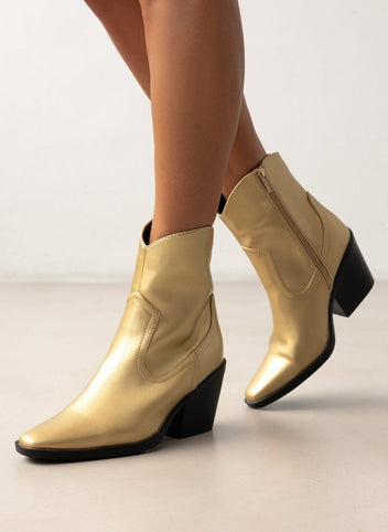 Μποτάκια western με τακούνι ONLY 15329855 - Χρυσό - thefashionproject.gr - ONLY