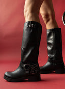 Μπότες biker με κρίκο - Μαύρο - thefashionproject.gr - Alta Moda