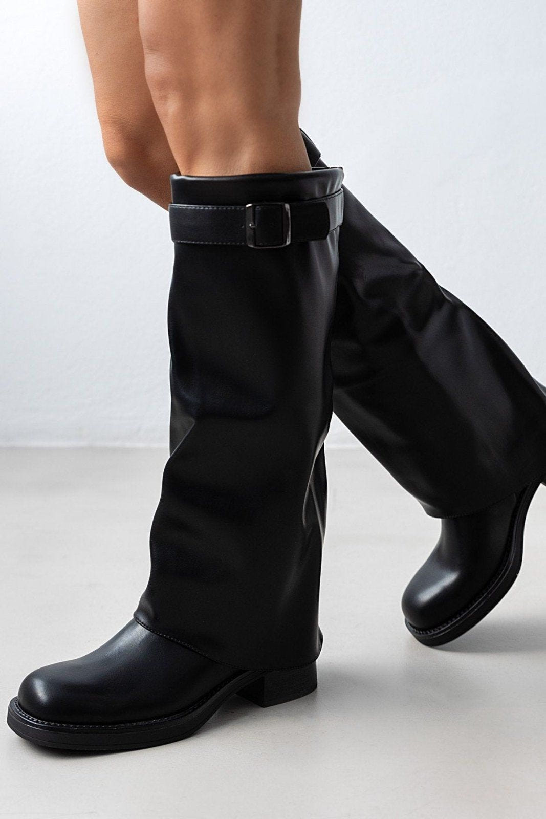 Μπότες casual με εφέ γκέτας - Μαύρο - thefashionproject.gr - The Fashion Project